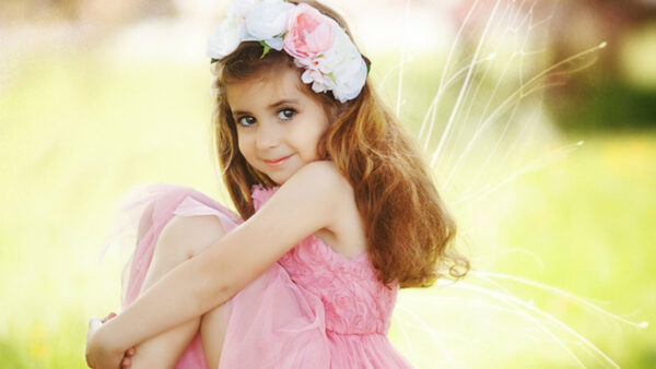 Wallpaper Blur, Girl, Green, Little, Beautiful, Cute, Background, Dress, Wearing, Pink, Sitting