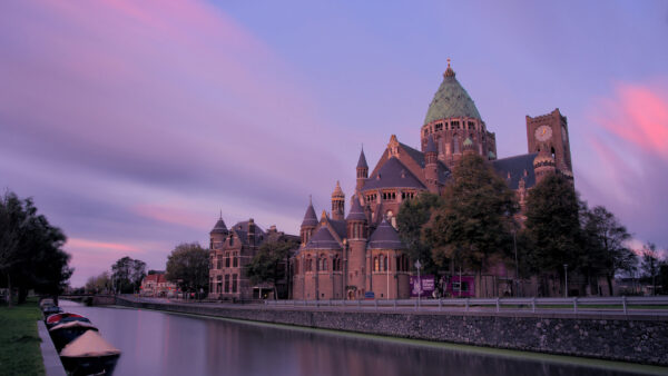 Wallpaper Canal, Travel, Desktop, Haarlem, Boat, Architecture, Netherlands, Church