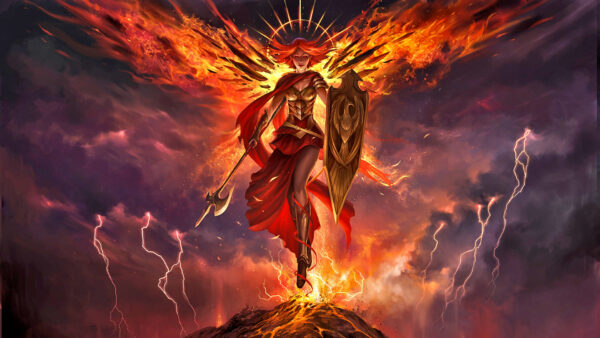 Wallpaper The, Desktop, Fire, With, Magic, Gathering, And, Back, Warrior, Weapons, Angel, Flame