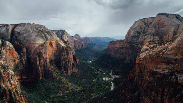 Wallpaper Desktop, Forest, Road, Mobile, Nature, Canyons, Trees, Green, White, Sky, Clouds, Under