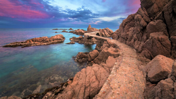 Wallpaper Sky, Mountains, Rocks, Blue, Ocean, Nature, Under
