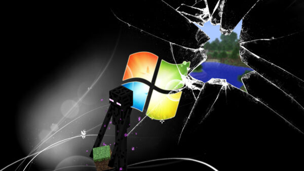 Wallpaper Glass, Enderman, Broken, Minecraft, Background