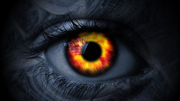 Wallpaper Red, Yellow, Evil, Iris, Eye