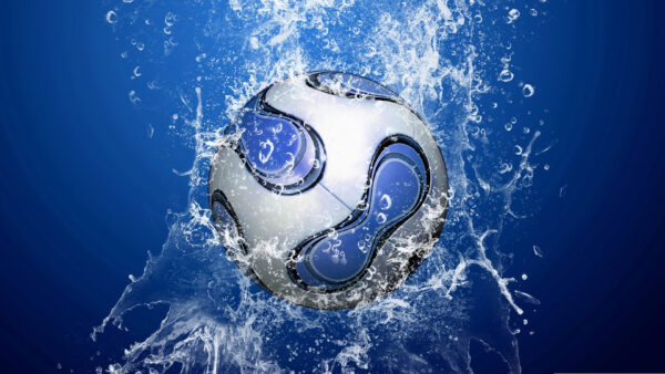 Wallpaper Football, Splash, Water, Blue, Silver