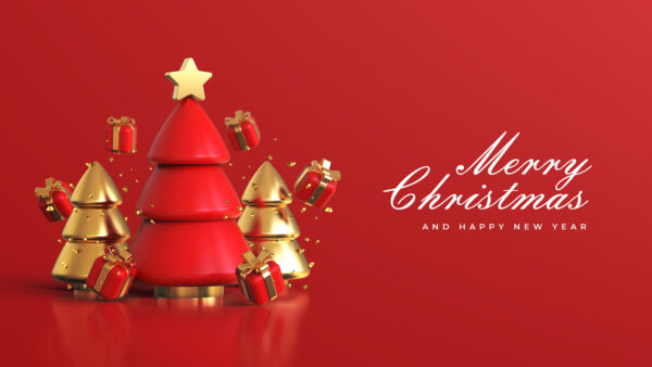 Wallpaper Gift, Mobile, Boxes, Star, Christmas, Golden, Background, Tree, Desktop, Red