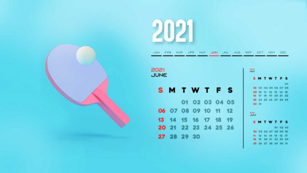 Wallpaper Background, Desktop, Ball, Blue, 2021, Tennis, June, Table, Calender