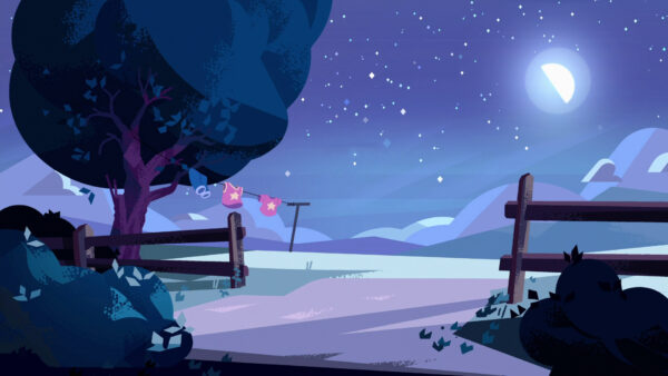 Wallpaper Night, Sides, Stars, Moon, Desktop, Half, Time, Rope, Barricade, Drying, And, Sky, Background, Blue, Near, Clothes, Tree, Universe, Wooden, Landscape, During, With, Purple, Movies, Steven