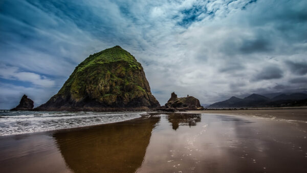 Wallpaper Desktop, Under, Mobile, Beach, Blue, Sea, Sky, Cloudy, Nature, Stones