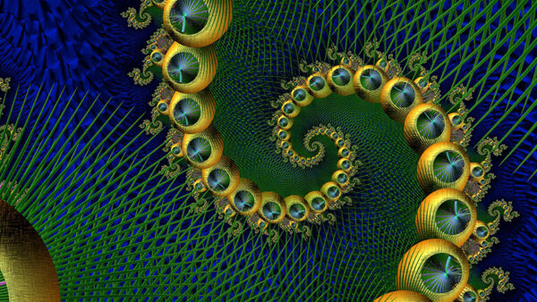 Wallpaper Twisting, Blue, Desktop, Yellow, Fractal, Abstract, Spiral