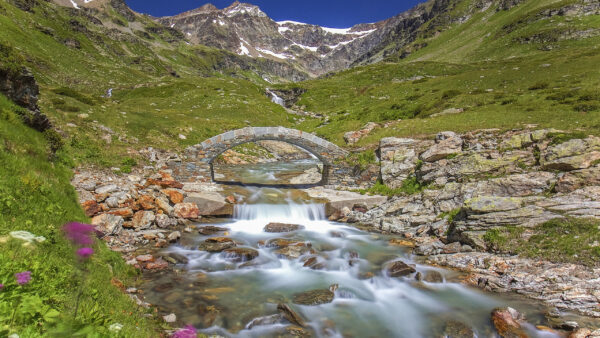 Wallpaper Italy, Strean, Nature, Alps, Mountain, Desktop, Between, Bridge, And