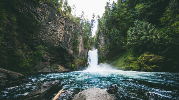 Wallpaper Rocks, Landscape, River, Mobile, Green, Waterfall, Between, Desktop, Stream, Trees, View, Nature