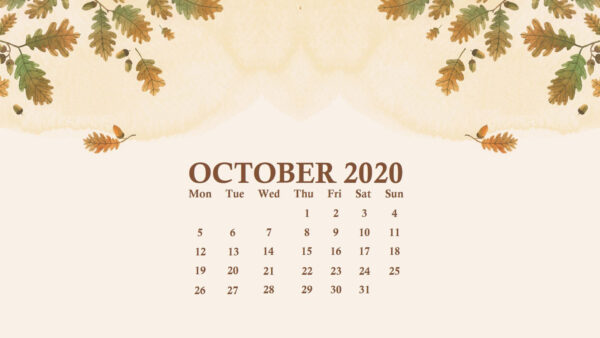 Wallpaper October, And, Brown, Leaves, Background, Desktop, Calendar, Green, Beige