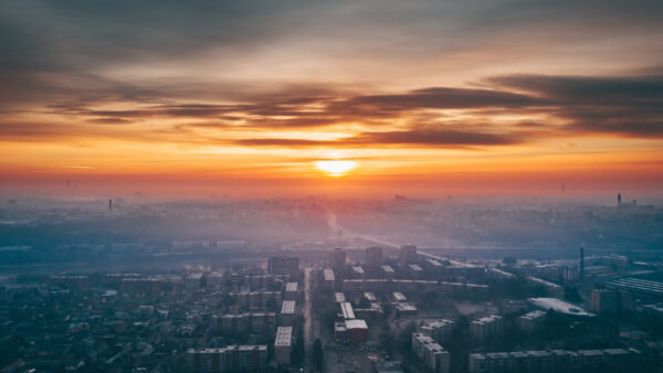 Wallpaper View, Travel, During, Horizon, Sunset, City, Aerial, Kaunas, Lithuania