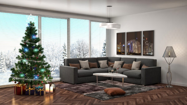 Wallpaper Furniture, Tree, Christmas, With, Decoration, Nearby, Gifts, Desktop, House, Green