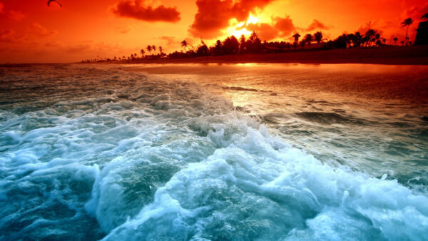 Wallpaper View, Nature, Closeup, Background, Sunset, Waves