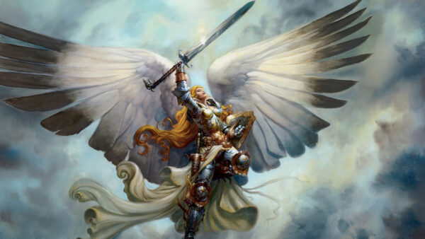 Wallpaper Armor, Angel, Warrior, Long, Blonde, With, Gathering, Hair, Magic, Desktop, The, And, Sword