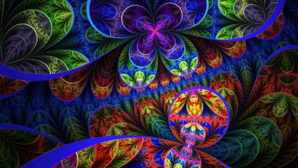 Wallpaper Flowers, Fractal, Abstract, Colorful