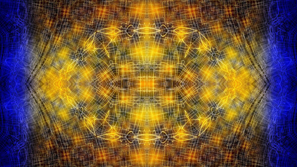 Wallpaper Abstraction, Desktop, Fractal, Abstract, Glow, Blue, Yellow, Mobile, Pattern