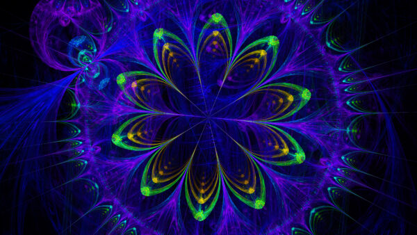 Wallpaper Glare, Abstraction, Mobile, Blue, Desktop, Abstract, Green, Flower, Fractal