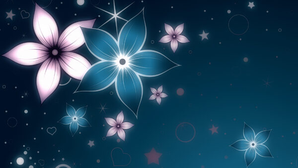 Wallpaper Flowers, Pink, Blue, Abstraction, Shapes, Abstract, Pattern, Art
