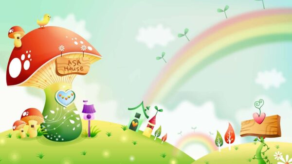 Wallpaper Plants, Mushroom, Rainbow, Colorful, Kids