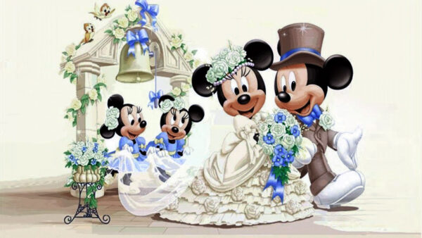 Wallpaper Mickey, Cartoon, Minnie, Mouse, Wedding