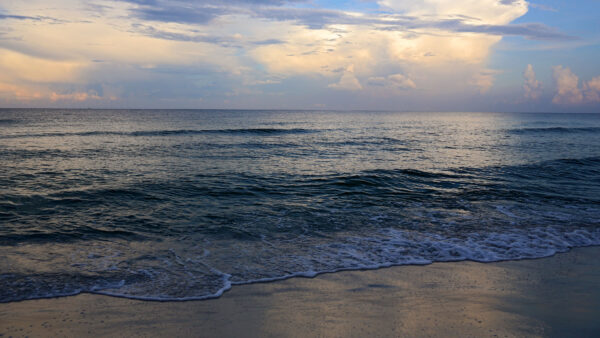 Wallpaper Nature, Sky, Under, Ocean, Beautiful, Waves, Desktop, Water, Blue, Clouds, Foam, White, Mobile, Coast