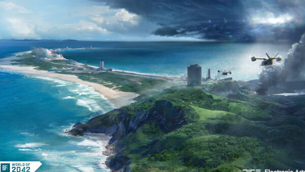 Wallpaper Building, Waves, Battlefield, Mountain, Ocean, 2042