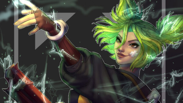 Wallpaper Legends, Art, Green, League, Hair, Zeri