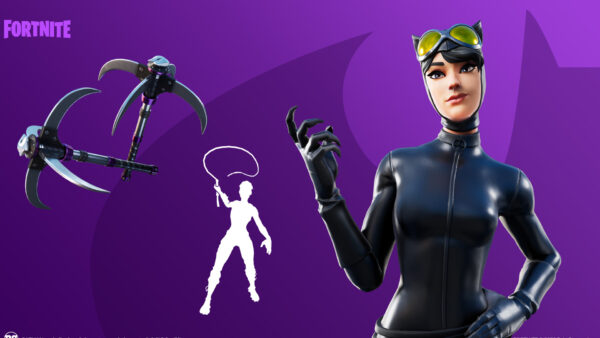 Wallpaper Fortnite, Background, Purple, Catwoman