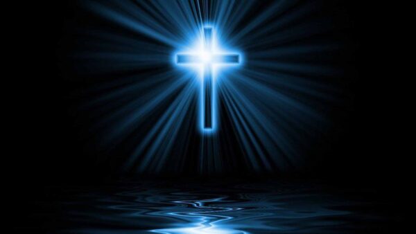 Wallpaper Reflection, Cross, Glare, Water, Blue, Christian, Light