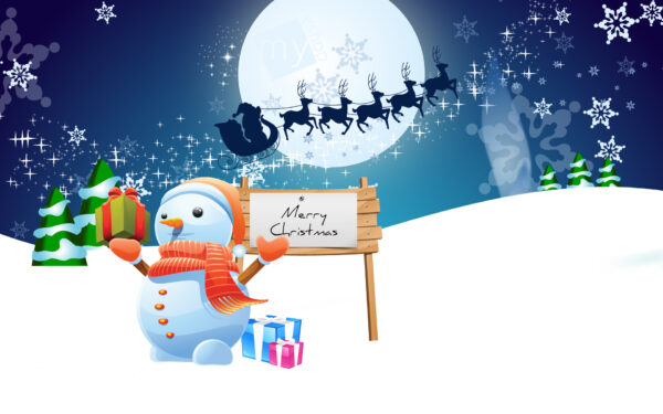Wallpaper Snowman, Christmas, Merry