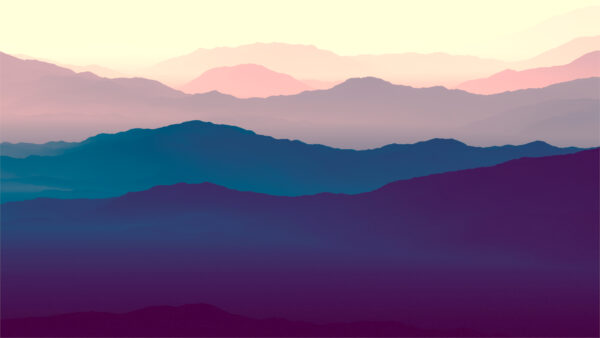 Wallpaper Blue, Purple, Horizon, Minimal, Mountains