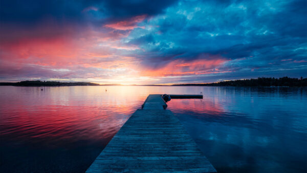 Wallpaper Lake, Sunset, Scenery