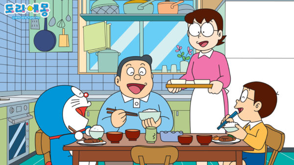 Wallpaper Are, Nobita, And, Family, Doraemon, Food, Desktop, Eating