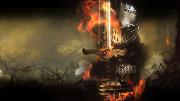 Wallpaper Warrior, Desktop, Fire, Souls, Dark, Sword, Surrounding, Games