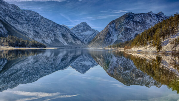 Wallpaper Nature, Austria, Alps, Reflecting, Plansee, Desktop, Mountain, Lake