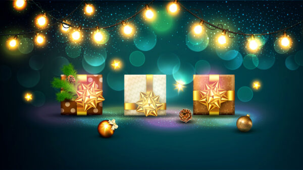 Wallpaper Ornaments, Christmas, Lights, Wallpaper, Glittering, Desktop, And, Gifts