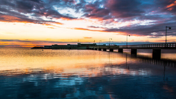 Wallpaper Blue, Under, Mobile, Black, Nature, Bridge, Ocean, Reflection, Sky, Desktop, Clouds, Pier, Water