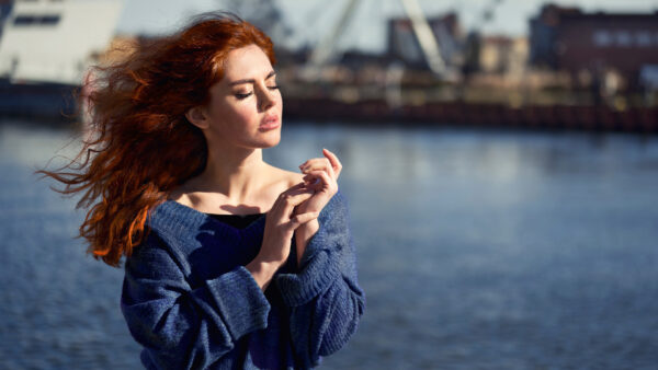 Wallpaper Background, Model, Blue, Standing, Girls, Wearing, Dress, Water, Girl