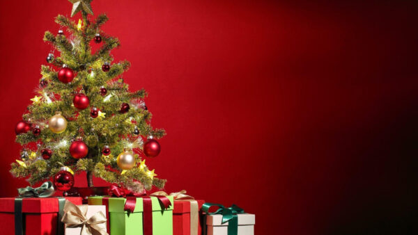 Wallpaper Tree, And, Bauble, Desktop, Red, With, Christmas, Background, Ornaments, Gifts