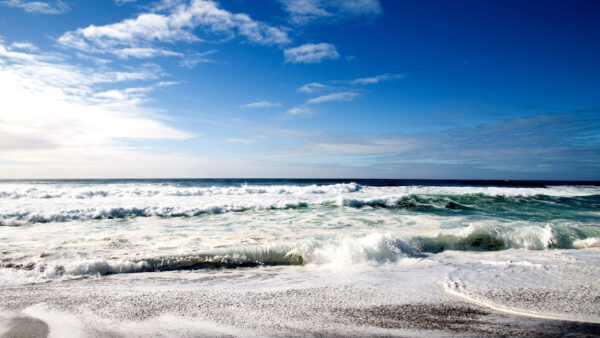 Wallpaper Blue, Beach, Under, Beautiful, Scenery, Cloudy, Sky, Nature