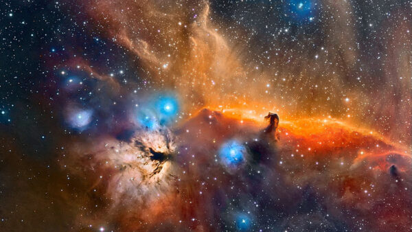 Wallpaper Stars, Head, Galaxy, Glare, Nebula, Horse, Space, Orion