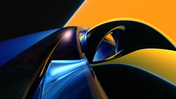 Wallpaper Abstract, Wavy, Glare, Blue, Lines, Abstraction, Yellow