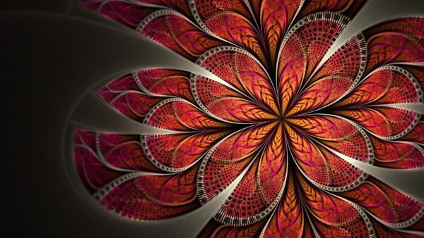 Wallpaper Trippy, Orange, Fractal, Pink, Desktop, Flower