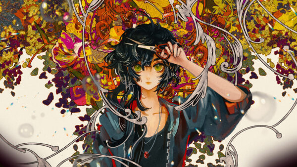 Wallpaper Eyes, Dress, Yellow, Girl, Anime, Black, Background, Colorful, With
