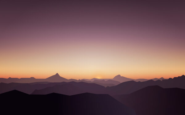 Wallpaper Sunset, Calm, Mountains