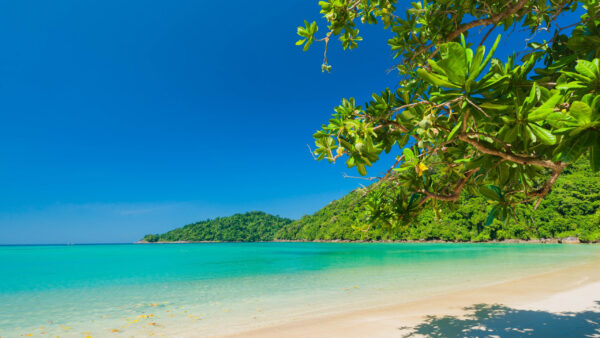 Wallpaper Nature, Sky, Beach, With, Island, Blue, Desktop, Landscape, Sea, Tropical