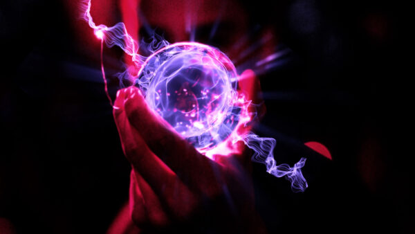 Wallpaper Hand, Ball, Neon, Silhouette, Light