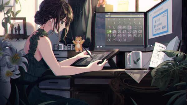 Wallpaper Desktop, Anime, Green, Computer, Dress, Girl